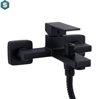 Змішувач для ванни Qtap Gemini (з душовим гарнітуром) QTGEM259BLM45682 Black matt, Черный матовый