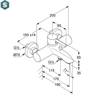 Змішувач для ванни Kludi Bozz DN 15 чорний мат 386913976