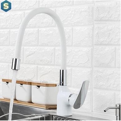 Смеситель для кухни гибкий гусак U гайка белый/хром &Oslash;40 Frap 1/10 F4453-03, Белый
