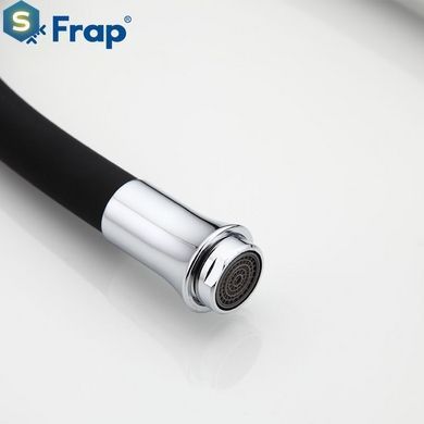 F4042 Змішувач для кухні гнучкий гусак U гайка чорний/хром &Oslash;35 Frap 1/10, Черный матовый