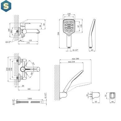 Смеситель для ванной Kroner KRP Essen - W060 CV024327, Хром