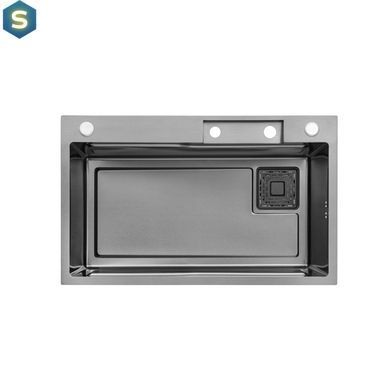Кухонна мийка Kroner KRP Schwarze - SET7546HM PVD (3.0/0.7 мм) CV032277, Чорний/золото