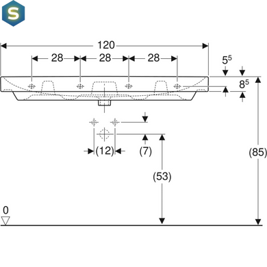 Умивальник Geberit Smyle Square 120x48 500.226.01.1, Білий