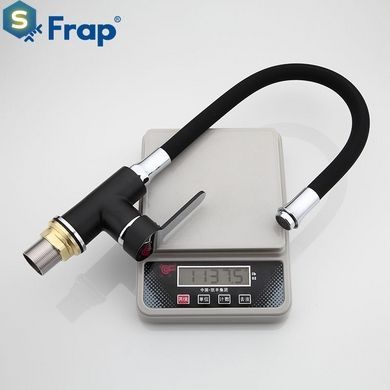 F4042 Змішувач для кухні гнучкий гусак U гайка чорний/хром &Oslash;35 Frap 1/10, Черный матовый