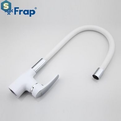 Смеситель для кухни гибкий гусак U гайка белый/хром &Oslash;40 Frap 1/10 F4453-03, Белый