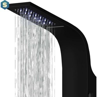 Душевая панель Corsan Kaskada black LED A014MBLLED, Черный матовый