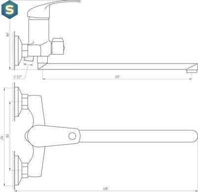 Смеситель для ванны EcoMix P-GEP-208, Хром
