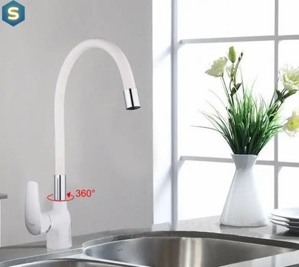 Смеситель для кухни гибкий гусак U гайка белый/хром &Oslash;40 Frap 1/10 F4453-03, Белый