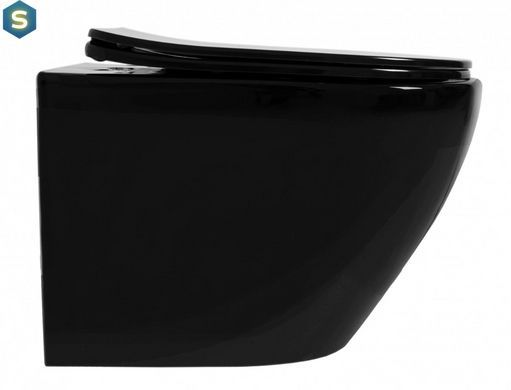 Підвісний унітаз Rea Carlo Mini rimless flat black REA-C8936, Чорний/золото
