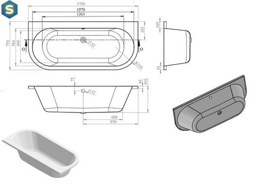 Ванна акриловая Koller Pool Mio 170x75 MIO170X75, Белый