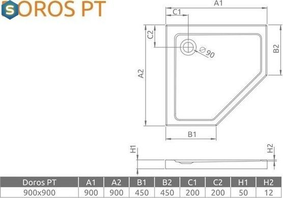Душовий піддон Radaway Doros PT 90x90 SDRPT9090-01
