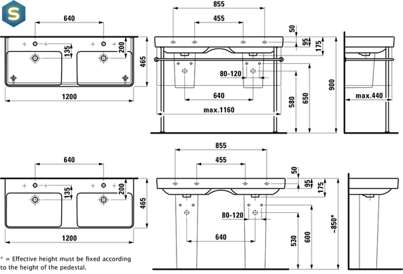 Умывальник Laufen Pro S 120x46 H8149660001041, Белый