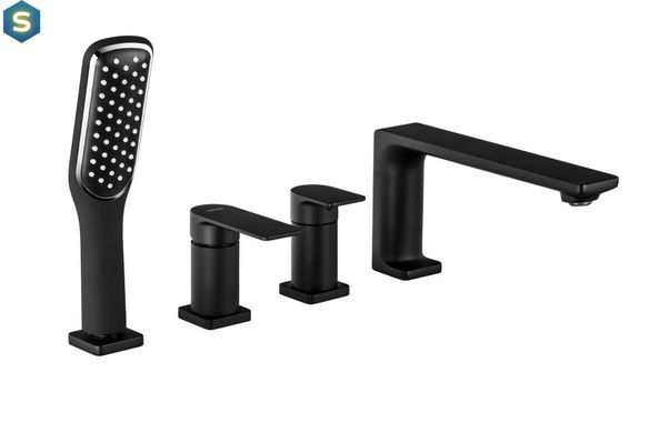 Змішувач для ванни Corsan Trino black mat на борт ванни CMB7142BL, Черный матовый