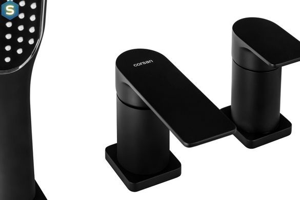 Змішувач для ванни Corsan Trino black mat на борт ванни CMB7142BL, Черный матовый
