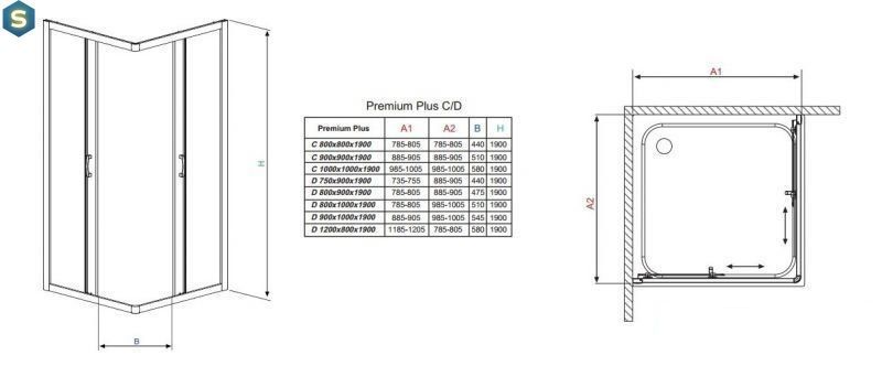 Душова кабіна Radaway Premium Plus D 90x75x190 скло прозоре 30433-01-01N
