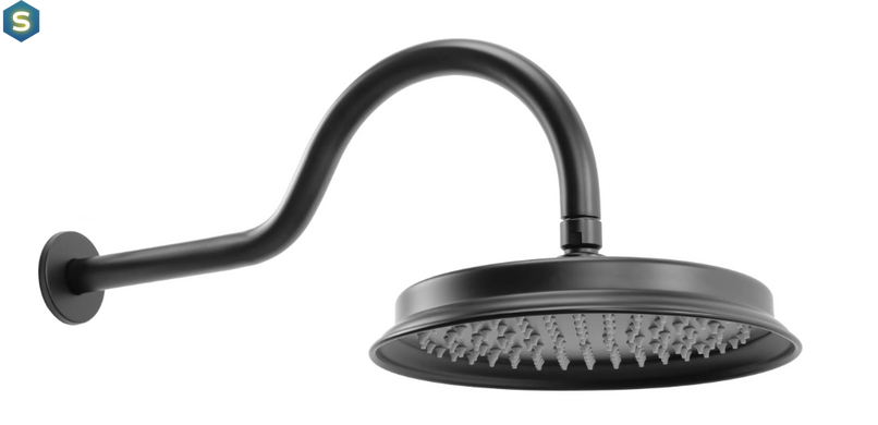 Душова система Rea Serra black + BOX прихованого монтажу REA-B1143, Черный матовый