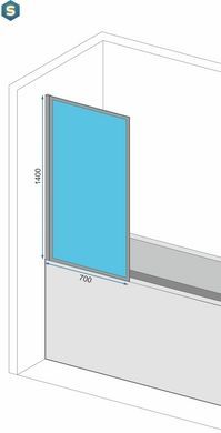 Шторка для ванны Rea Lagos-1 Fix 80 см неподвижная black REA-K4561, Универсальная, прозрачный, черный