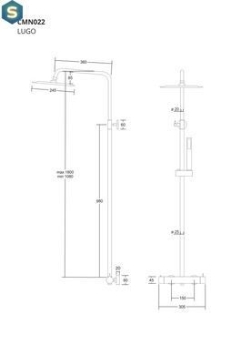 Душова система Corsan Lugo Black Matt CMN01MBL, Черный матовый