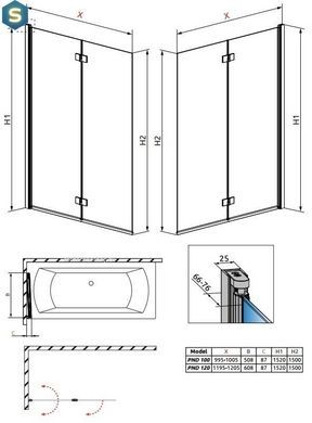Шторка для ванны Radaway Essenza New PND 100 207210-01R правая