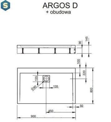 Душовий піддон Radaway Argos D 90x80 з ніжками 4ADN89-02