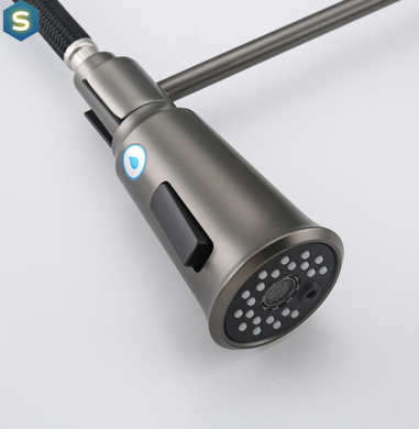 Смеситель для кухни Gappo с подключением фильтра G4398-69 серый Gungrey, Графитовый хром