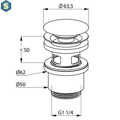 Донный клапан Kludi 1042405-00, Хром