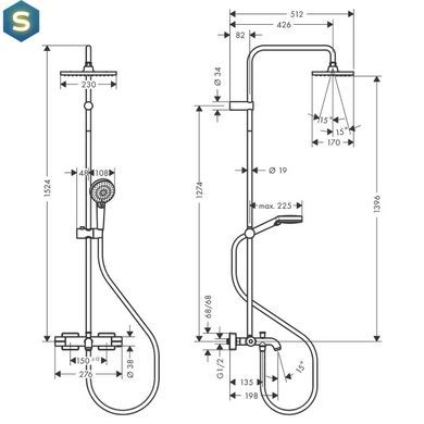 Душова система Hansgrohe Vernis Blend Showerpipe Reno 230 26284000 хром