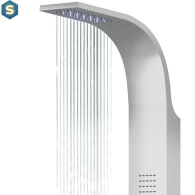 Душова панель Corsan Samsara inox LED з виливом та термостатом S003TSLLEDW, Нержавіюча сталь
