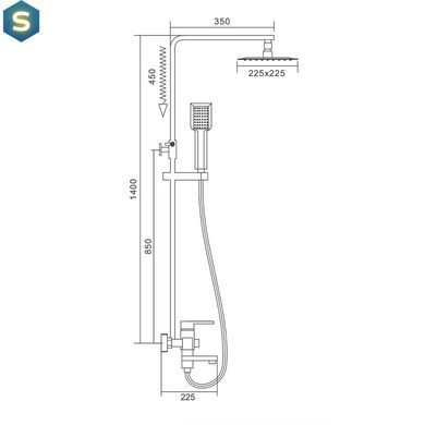 Душова система Frap F2420, поворотний вилив, лійка 1 режим, хром, Хром