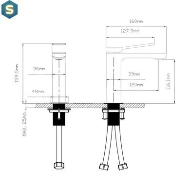 Смеситель для умывальника Qtap Slavonice QTSLA270GMB45924 Gunmetal Black PVD, Шлифованный черный хром