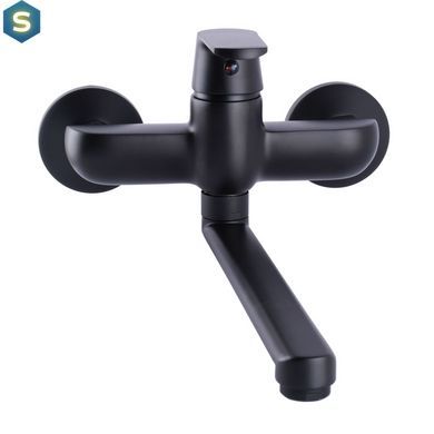Смеситель для кухни со стены Globus Lux Laguna GLA-0104-10-BB, Черный матовый