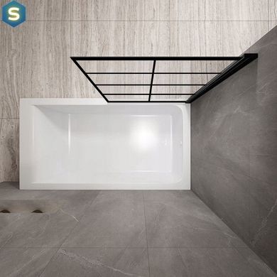 Шторка для ванны Rea Lagos-1 Fix 80 см неподвижная black REA-K4561, Универсальная, прозрачный, черный