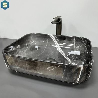 Умывальник (раковина) VBI PALERMO DARK GREY AGATE GLOSSY накладной, Мрамор