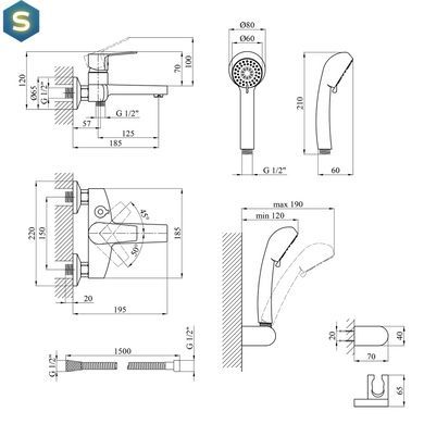 Смеситель для ванной Kroner KRP Enzo - C060 CV023606, Хром