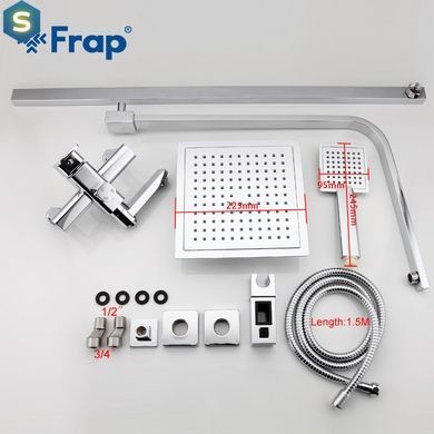 Душова система Frap F2420, поворотний вилив, лійка 1 режим, хром, Хром