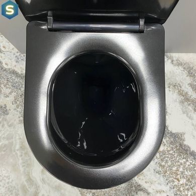 Подвесной унитаз VBI Vulcano black glossy VBI-020414, Черный/золото
