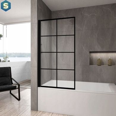 Шторка для ванны Rea Lagos-1 Fix 80 см неподвижная black REA-K4561, Универсальная, прозрачный, черный