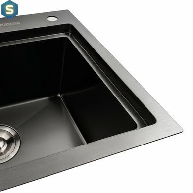 Кухонна мийка чорна PVD 78x43 R Platinum Handmade (два отвори, круглий сифон 3,0/0,8), Чорний/золото