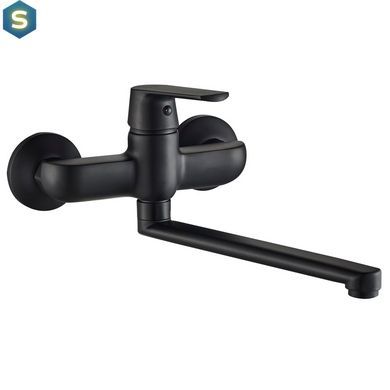 Смеситель для кухни со стены Globus Lux Laguna GLA-0104-10-BB, Черный матовый