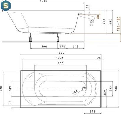 Ванна акрилова Kolo Opal Plus 150x70 XWP135000N