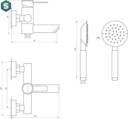 Змішувач для ванни Globus Lux Wien SBT2-102N, Графитовый хром