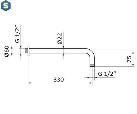 Кронштейн для верхнього душу GRB Hydro Black 05025012, Чорний/золото