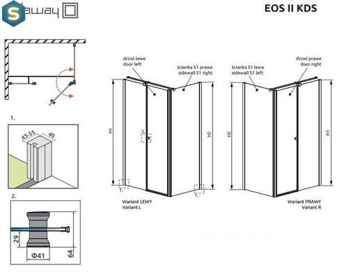 Душова кабіна Radaway EOS II KDS 90Lx90Rx195 3799481-01L+3799411-01R