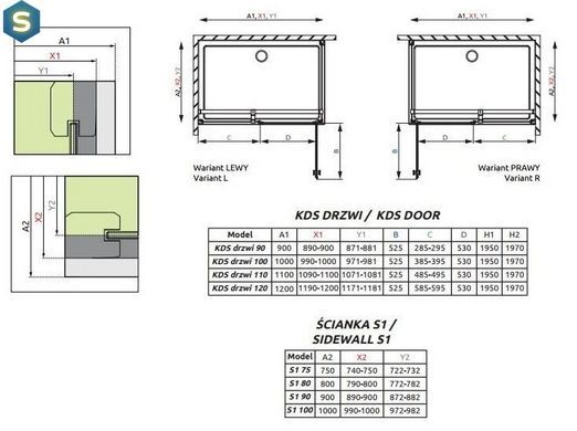 Душова кабіна Radaway EOS II KDS 90Lx90Rx195 3799481-01L+3799411-01R