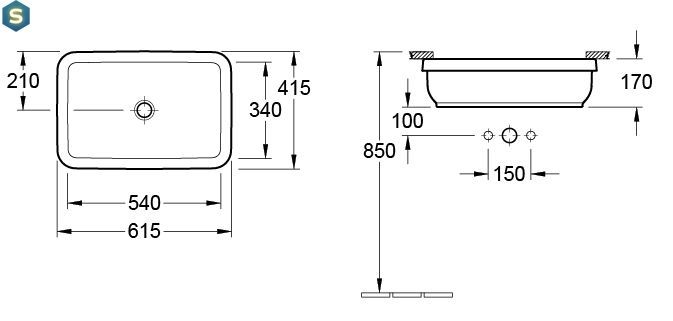 Умывальник Villeroy & Boch Architectura 62x42 41776001, Белый