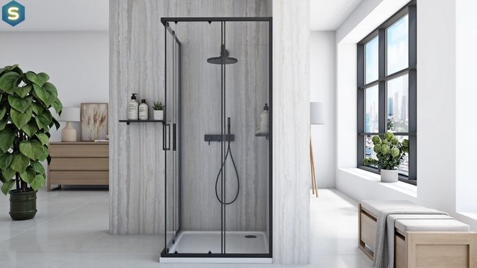 Душова кабіна Rea City 80x80 black REA-K6448, Черный матовый, Універсальна, чорний матовий