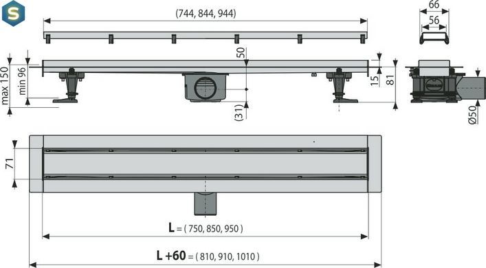 Дренажный канал Alcaplast APZ13-DOUBLE9-850