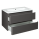 Тумба с умывальником Devit Fly подвесная 80 см, серая 0021120G, Каппучино