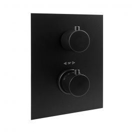 Термостат для душу на 3 споживача Paffoni Light з металевою накладкою black matt LIQ519NO/M, Черный матовый