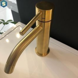 Смеситель для раковины Paffoni Light без донного клапана honey gold brushed LIG071HGSP, Золотой